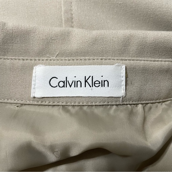 Calvin Klein Beige Button Down Belted Career Dress with Scarf Women's Size 14 - Picture 10 of 12